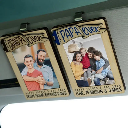 Best Dad Ever Photo Frame Car Visor Clip