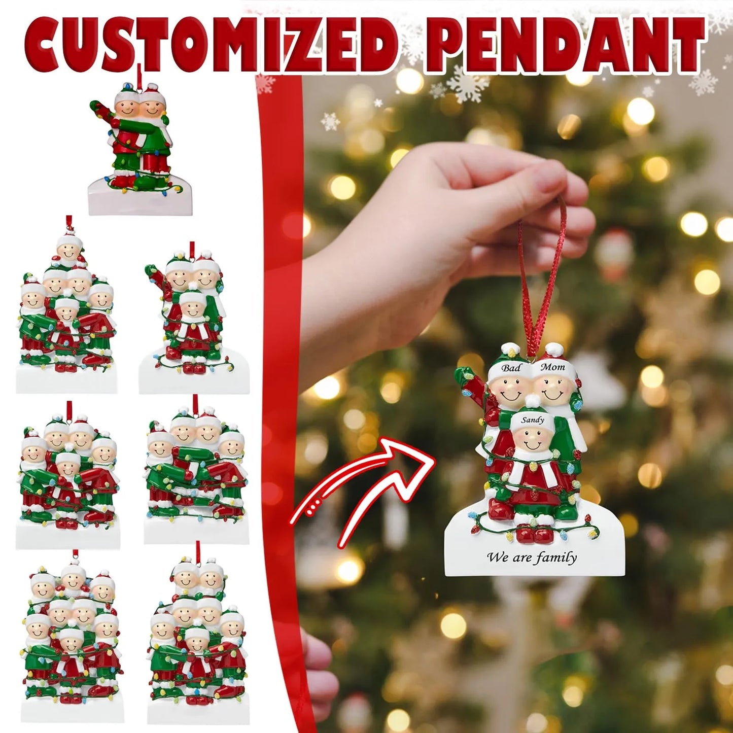 Family Christmas Lights Ornaments