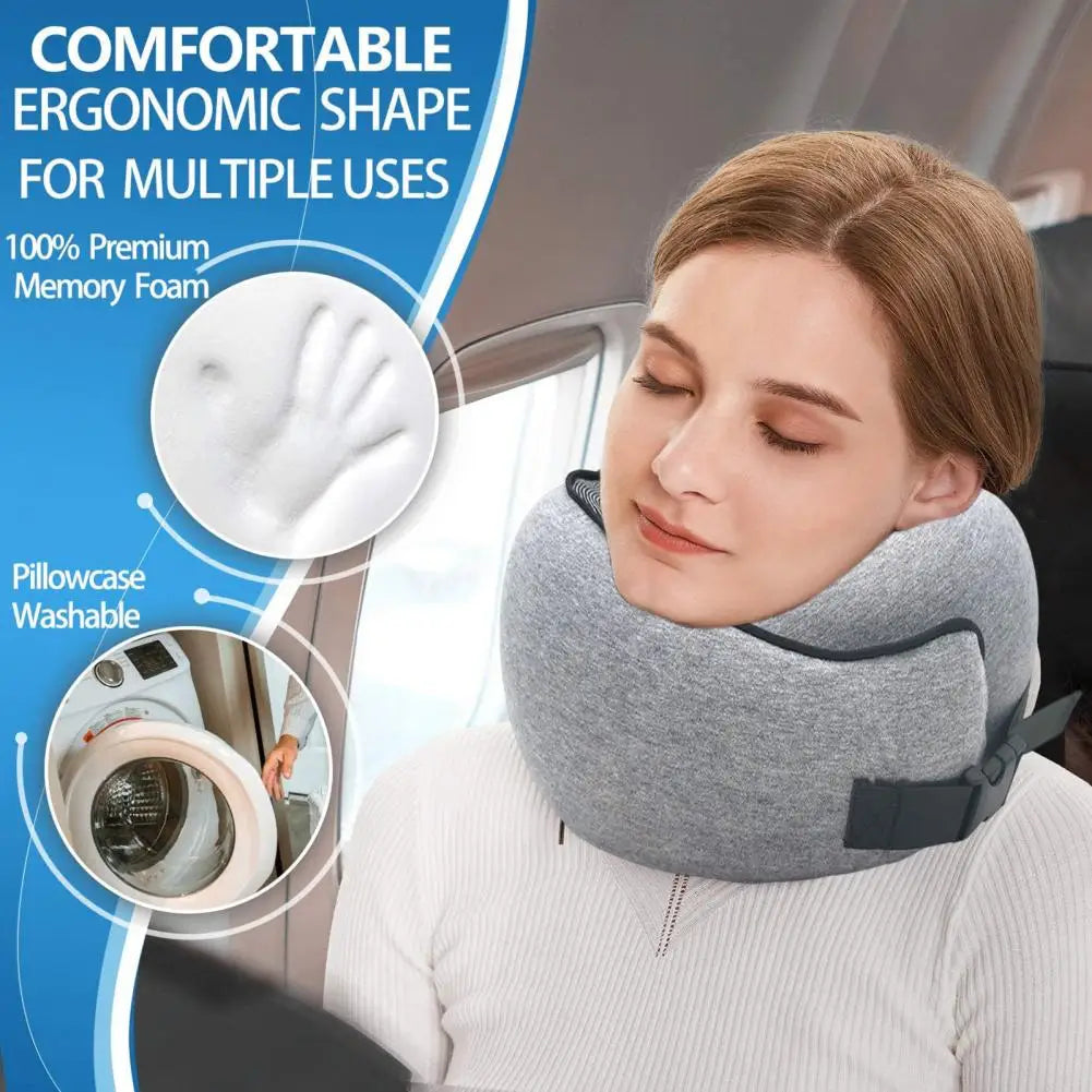 Neck Cushion Buckle Airplane Pillow Slow Rebound U-shaped Neck Pillow Durable U-shaped Travel Pillow Trip Supply